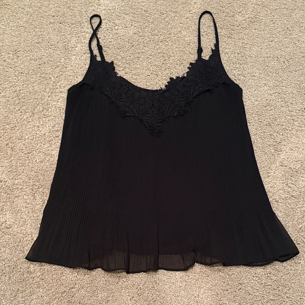 Zara Black Lace Pleated / Plisse Camisole